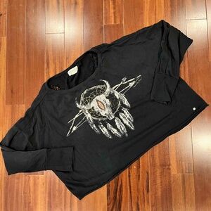 Denim Supply Ralph Lauren Black Sweatshirt Long Sleeve Bull Dreamcatcher Size L
